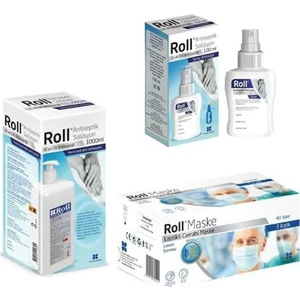 El ve Cilt Dezenfektanı 1 Lt+Roll Sprey+40 Adet Roll Maske