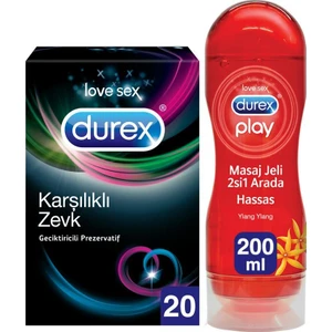 Karşılıklı Zevk Prezervatif 20'li + Durex Masaj Jeli Hassas 200 ml