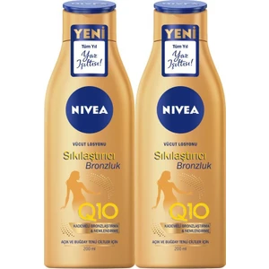 NIVEA Sıkılaştırıcı Bronzluk Q10 Vücut Losyonu,10 Günde Sıkılaşma,Açık & Buğday Tenli Cilt,200ml x2 Adet