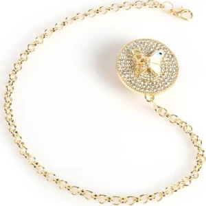 Sahi Aksesuar Kristal Taşlı Kelebek Figürlü Silikon Emzik Zinciri