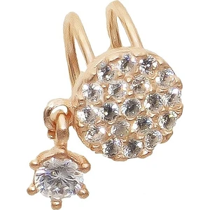 By Barun Yuvarlak Taşlı Gümüş Kıkırdak Küpe Rose