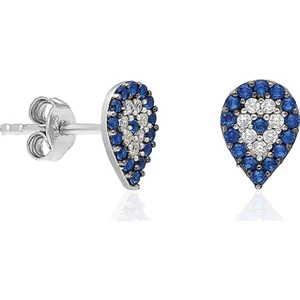 925 Ayar Minik Damla Nazar Kadın Gümüş Küpe