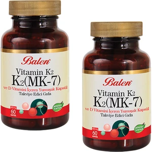 2 Adet Balen K2 Mk-7 Vitamin K2 ve D Vitamini 450 Mg 60 Kapsül