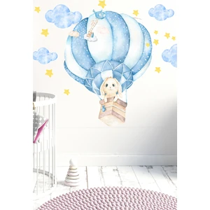 Kt Decoration Uçan Balonlu Sevimli Tavşan Duvar Sticker Seti