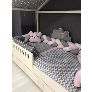 Mini Baby 3'lü Örgülü Pembe Montessori Bebek Çocuk Uyku Seti