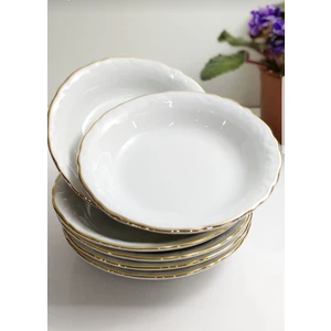 Yaldızlı Porselen Çukur Tabak 19 cm 6'lı