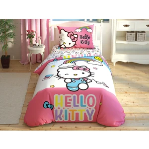 Lisanslı Tek Kişilik Nevresim Takımı Hello Kitty Rainbow