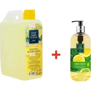 Eyüp Sabri Tuncer Kolonya Pvc 1 lt Limon + Eyüp Sabri Tuncer Çeşme Limonu Sıvı Sabun 500 ml