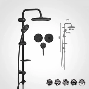 Deluxe Jet Black Rain Duş Seti