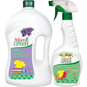 Mom's Green 2'li Set Bitkisel Çamaşır Deterjanı 40 YıkamaLavanta - Bitkisel Leke Çıkarıcı Sprey 750 ml
