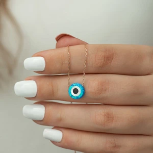 Dzg Silver Mavi Nazar Boncuklu Gümüş Kolye DN371