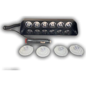 Araç Içi Vantuzlu Çakar Lamba Kırmızı - Mavi Renk 6 LED 12V