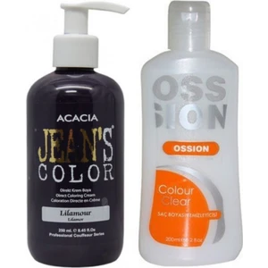 Acacia Jeans Color Saç Boyası Lilamor 250ml ve Ossion Saç Boya Temizleyicisi 200ml