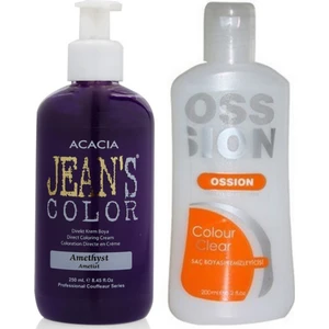 Acacia Jeans Color Saç Boyası Ametist 250ml ve Ossion Saç Boya Temizleyicisi 200ml