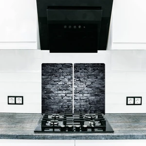 Cam Ocak Koruyucu Koyu Taş  60 cm x 52 cm 2 Parça 4'lü