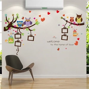 Kt Decoration  Bebek Çocuk Odası Sevimli Baykuşlar Fotoğraf Resim Çerçeveleri Duvar Sticker