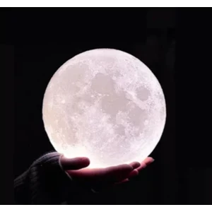 3D LED Ay Görünümlü Gece Lambası Dekoratif Masa Lambası 12CM