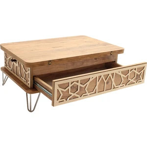 Akıllı Açılabilir Sehpa 3 Kademeli Çekmeceli Krom Metal Ayaklı