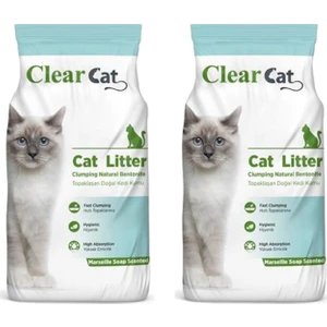 Clear Cat Marsilya Sabunu Kokulu İnce Taneli Kedi Kumu 10 kg x 2 Adet