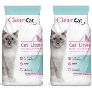 Clear Cat Bebek Pudrası Kokulu İnce Taneli Kedi Kumu 10 Lt x 2 Adet