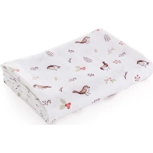 Caline Baby Müslin Bezi Örtü Kuş Desen - Kahve 120 x 120 cm cm + 4 Adet Ağız Mendili