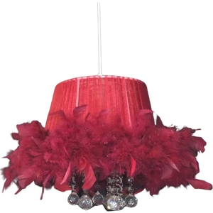 Yatak Odası Bordo Tüylü Taşlı Avize