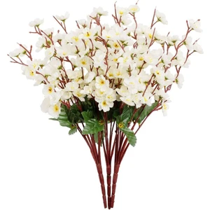 Yapay Çiçek Bahardalı Japon Kiraz Çiçeği 9 Dallı 35CM Beyaz 3 Demet