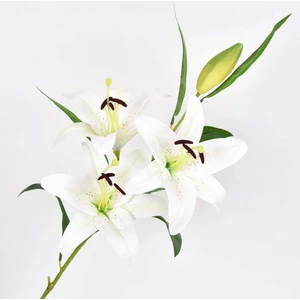 Yapay Çiçek Lilyum 3 Kafalı Islak Zambak 80CM Beyaz