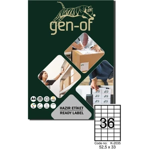 GK-2035 Laser Etiket 52.5 x 33 100 Sayfa 3600 Etiket