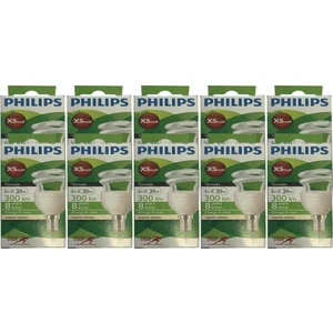 Phılıps 5W Tasarruflu Ampul Sarı Işık Ince Duy 10'lu