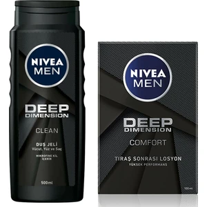 Men Deep Dimension Duş Jeli 500 ml + Nivea Deep Dimension Tıraş Losyonu 100 ml