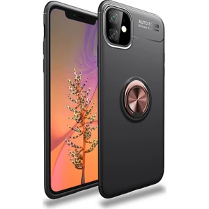 Hesaplı Dünya Apple iPhone 12 Mini Kılıf 5.4 inç Selfie Yüzüklü Esnek Silikon Siyah Rosegold Rvl