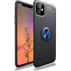 Hesaplı Dünya Apple iPhone 12 Mini Kılıf 5.4 inç Selfie Yüzüklü Esnek Silikon Siyah Mavi Rvl