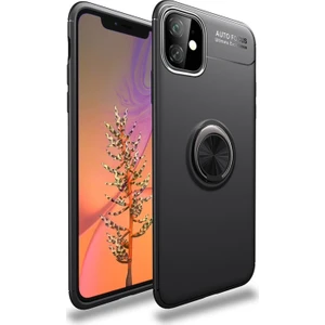 Hesaplı Dünya Apple iPhone 12 Mini Kılıf 5.4 inç Selfie Yüzüklü Esnek Silikon Siyah Rvl