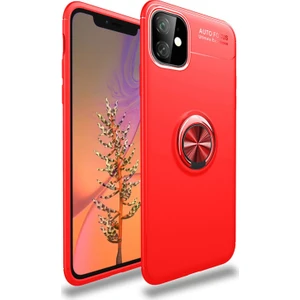 Hesaplı Dünya Apple iPhone 12 Kılıf 6.1 inç Selfie Yüzüklü Esnek Silikon Kırmızı Rvl
