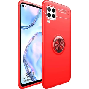 Hesaplı Dünya Huawei P40 Lite Kılıf Selfie Yüzüklü Tutuculu Esnek Silikon Rvl