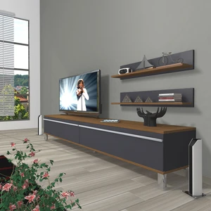 Eko 4 Mdf Std Krom Ayaklı Tv Ünitesi Tv Sehpası Ceviz Antrasit