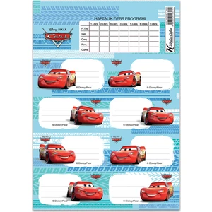 Keskin Color Cars Ders Programlı Okul Etiketi 24'lü