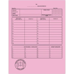 Mahkeme Dava İcra Avukat Dosyası Pembe 100'lü