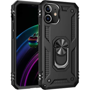 Apple iPhone 12 Max Kılıf ShockMaxof Yüzük Tutuculu Vega Siyah