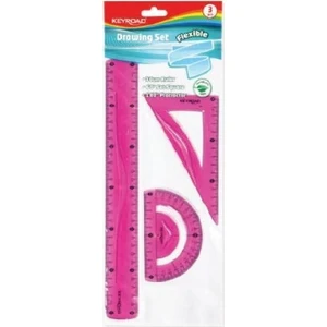 Esnek Çizim Seti Flexible KR971417 Cetvel İletki Gönye Pembe