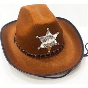 Çocuk Kovboy Şapkası Sheriff Şapkası Kahverengi