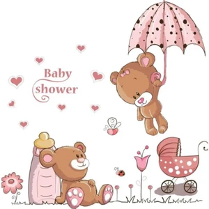Cosy Home Gift Sevimli Pembe Ayı Baby Shower Ev Duvar Dekor Sticker