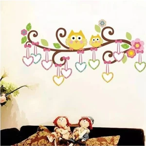 Cosy Home Gift Bebek Çocuk Odası Renkli Baykuş Ağacı Resim Albüm Sticker Pvc Duvar Süsü