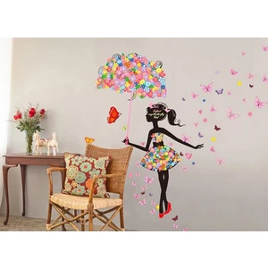 Cosy Home Gift Şemsiyeli Balerin Kız Kelebekler Bebek Odası Ev Dekor Sticker Pvc