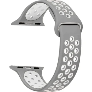 Apple Watch Uyumlu Series 6 40mm Rainbow Sport Band Kordon Gri - Beyaz