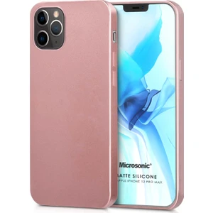Matte Silikon Apple iPhone 12 Pro Max Kılıf Rose Gold