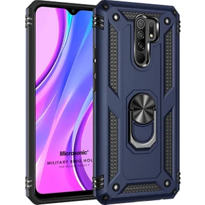 Xiaomi Redmi 9 Kılıf Military Ring Holder Lacivert