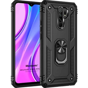 Xiaomi Redmi 9 Kılıf Military Ring Holder Siyah