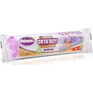 Büzgülü Çöp Torbası Orta Boy 55X60 cm Lavanta Kokulu 5 Rulo
